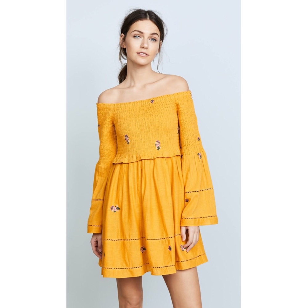 NWT Free People Off The Shoulder Golden Dress